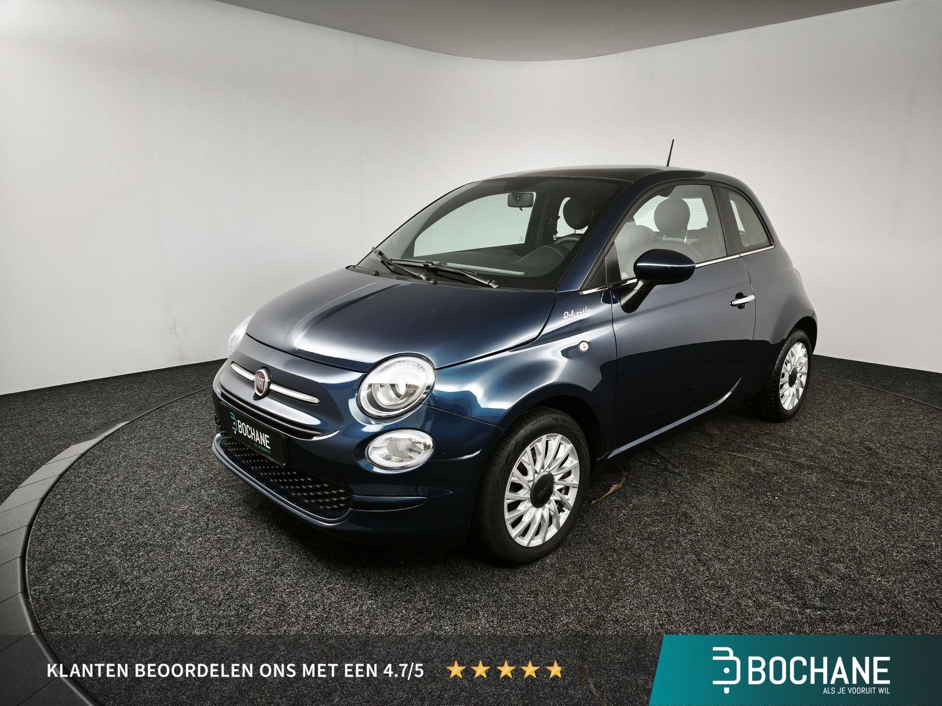 Fiat 500 met kenteken R-573-FF – vooraanzicht