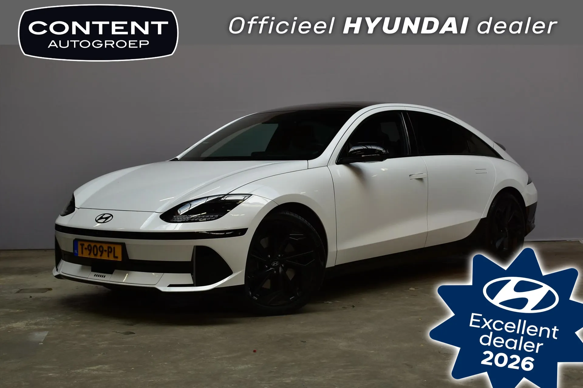 Hyundai IONIQ6 met kenteken T-909-PL – vooraanzicht
