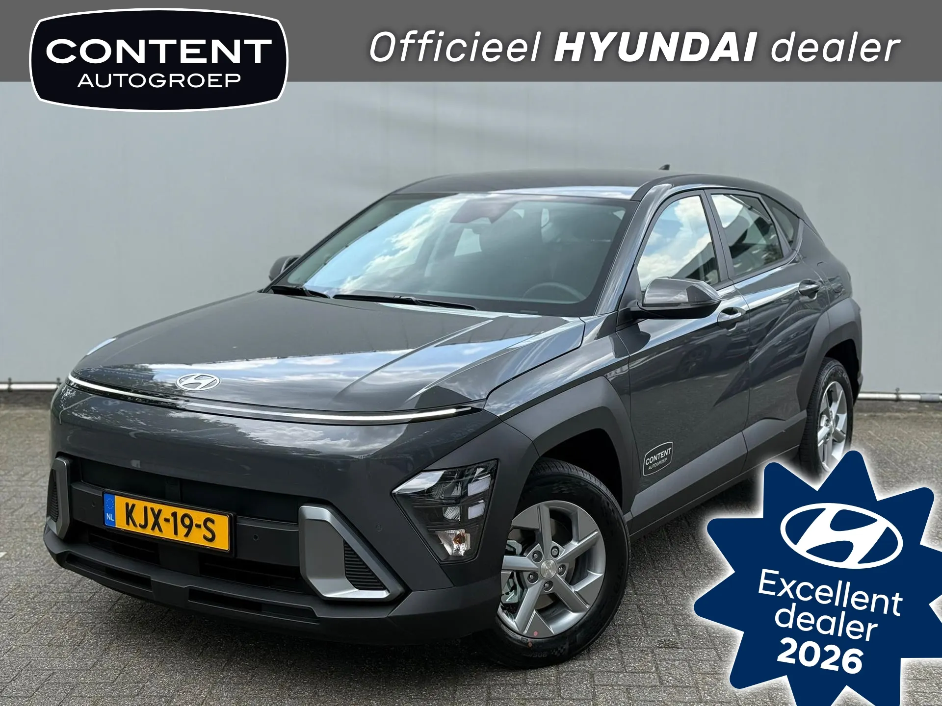 Hyundai Kona met kenteken KJX-19-S – vooraanzicht