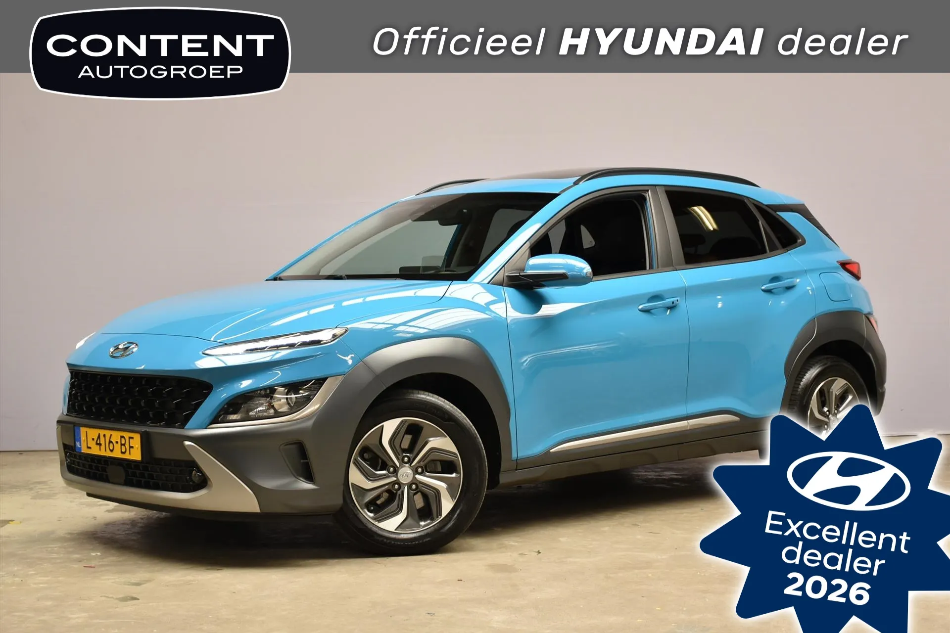 Hyundai Kona met kenteken L-416-BF – vooraanzicht