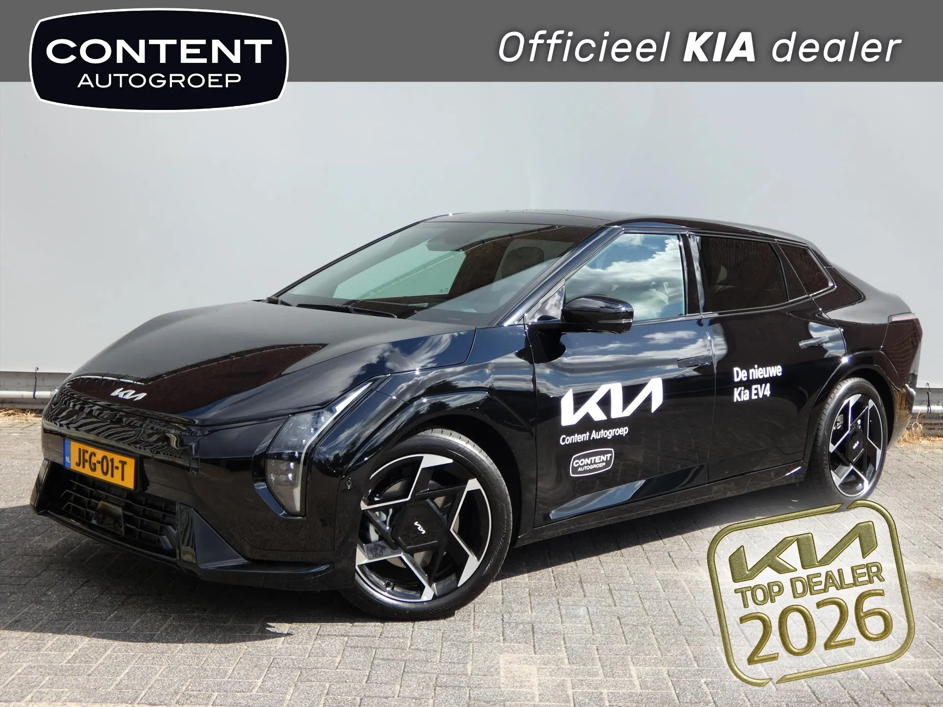 Kia EV4 met kenteken JFG-01-T – vooraanzicht