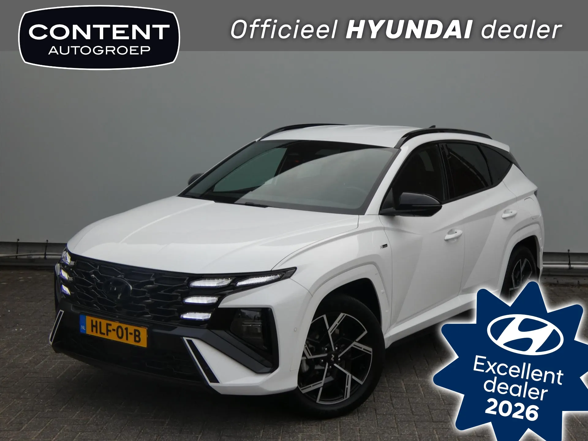 Hyundai Tucson met kenteken HLF-01-B – vooraanzicht