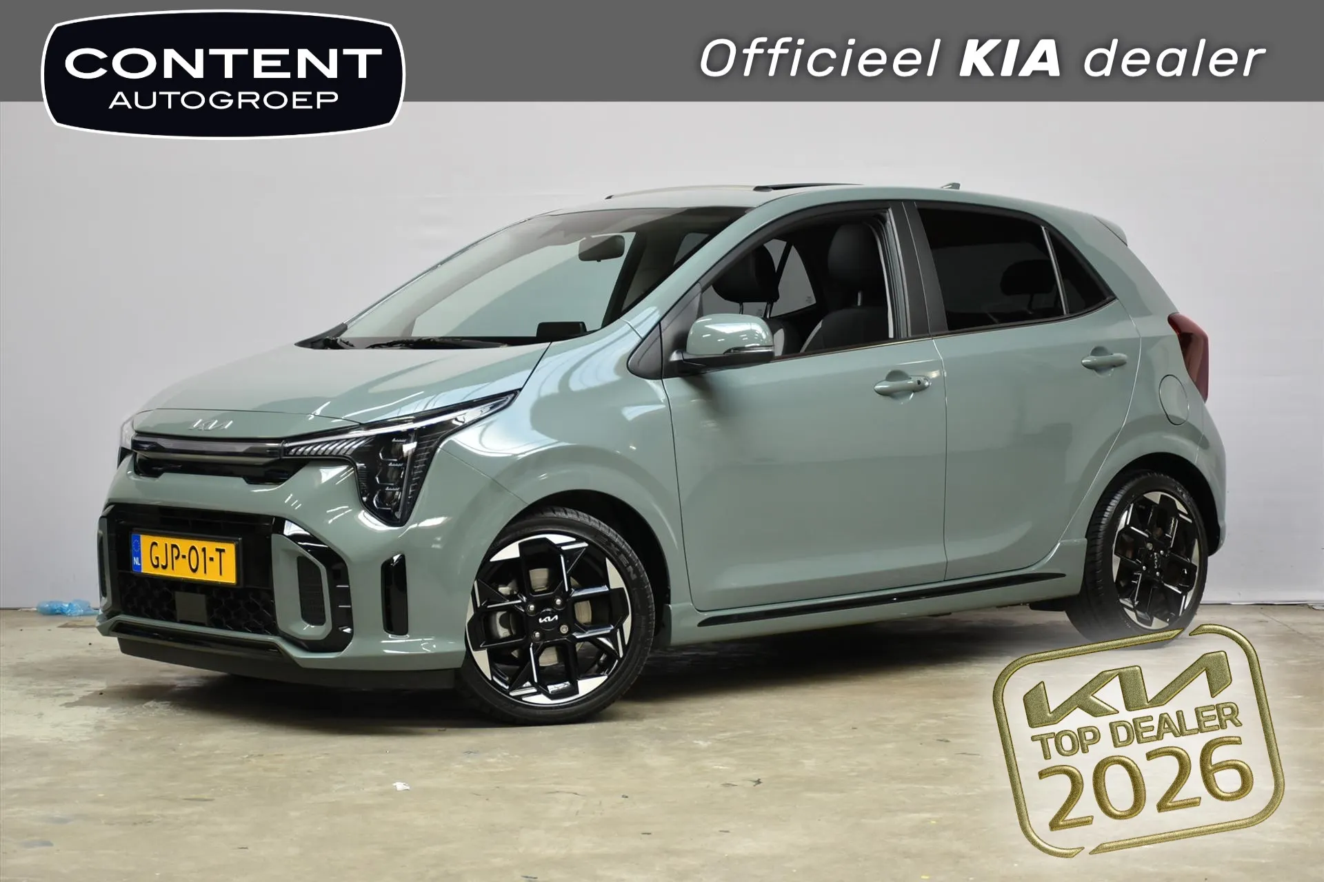 Kia Picanto met kenteken GJP-01-T – vooraanzicht